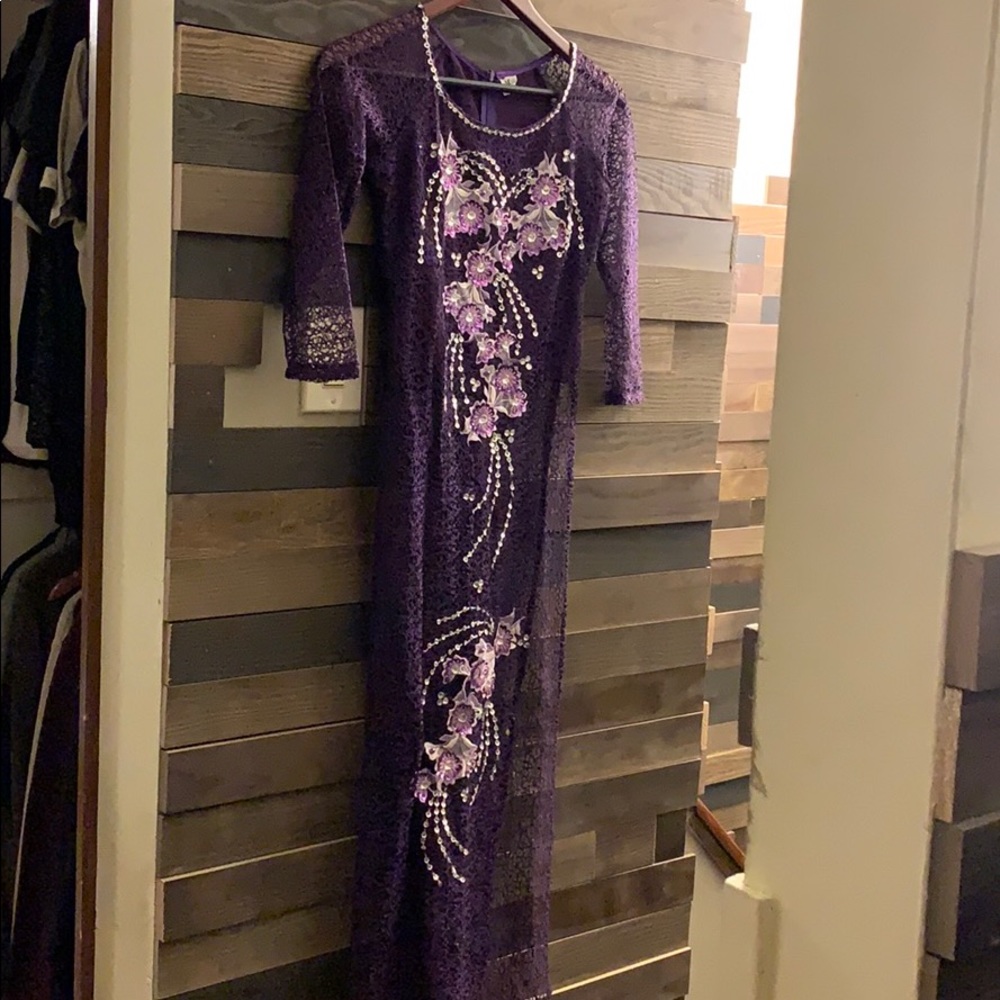 Vietnamese ao dai (dress only) with sequined neck